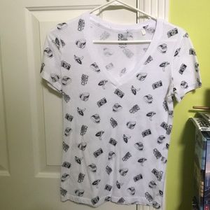 Camera Print V Neck